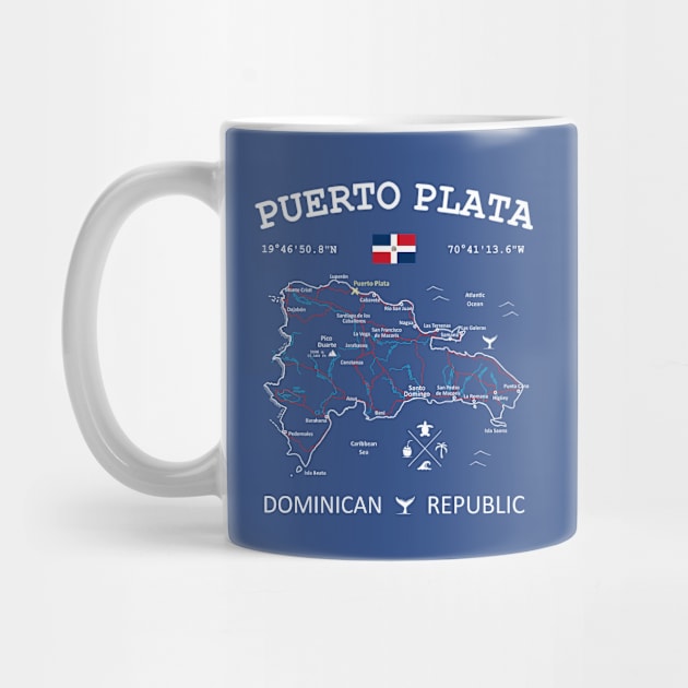 Puerto Plata Dominican Republic Flag Travel Map Coordinates GPS by French Salsa